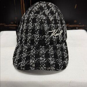 Karl Lagerfeld Black & White Tweed Cap